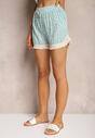 Mentă Viscoză Pantaloni Scurți Elastic Talie High Waist Șnururi Ulorea