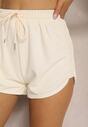Jasnobeżowe Dresowe Szorty z Bawełny High Waist z Gumką w Talii Vimalie