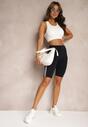Czarne Szorty Kolarki High Waist z Ozdobnymi Lampasami Jelorea