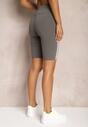 Szare Szorty Kolarki High Waist z Ozdobnymi Lampasami Jelorea