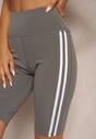 Szare Szorty Kolarki High Waist z Ozdobnymi Lampasami Jelorea
