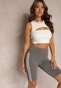 Szare Szorty Kolarki High Waist z Ozdobnymi Lampasami Jelorea