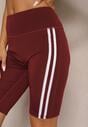 Bordowe Szorty Kolarki High Waist z Ozdobnymi Lampasami Jelorea