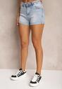 Niebieskie Denimowe Szorty z Bawełny High Waist z Efektem Push-Up Zoebe