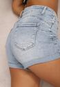 Niebieskie Denimowe Szorty z Bawełny High Waist z Efektem Push-Up Zoebe