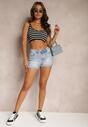 Niebieskie Denimowe Szorty z Bawełny High Waist z Efektem Push-Up Zoebe