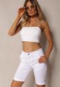 Białe Szorty High Waist z Bawełny Vimarions