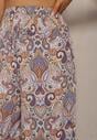Jasnoniebieskie Spodnie z Rozszerzanymi Nogawkami z Wiskozy High Waist z Gumką w Talii Nasie