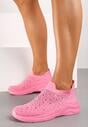 Różowe Buty Sportowe z Elastyczną Cholewką i Cyrkoniami Aribea