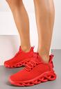 Czerwone Płaskie Buty Sportowe Sneakersy Ozdobione Tłoczeniem Rerceria