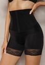 Czarna Bielizna modelująca Szorty High Waist Zakończone Koronką Dliana
