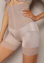 Ciemnobeżowa Bielizna modelująca Szorty High Waist Zakończone Koronką Dliana