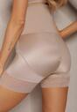 Ciemnobeżowa Bielizna modelująca Szorty High Waist Zakończone Koronką Dliana