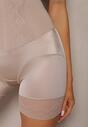 Ciemnobeżowa Bielizna modelująca Szorty High Waist Zakończone Koronką Dliana