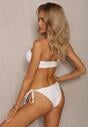 Białe 3-Częściowe Bikini Stanik i Majtki z Aplikacjami Kwiatów Pareo z Siateczki Irisel