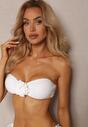 Białe 3-Częściowe Bikini Stanik i Majtki z Aplikacjami Kwiatów Pareo z Siateczki Irisel