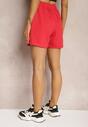 Czerwone Dresowe Szorty High Waist z Gumką w Talii Narefia