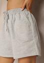 Jasnoszare Dresowe Szorty High Waist z Gumką w Talii Narefia