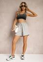 Jasnoszare Dresowe Szorty High Waist z Gumką w Talii Narefia