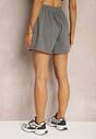Ciemnoszare Dresowe Szorty High Waist z Gumką w Talii Narefia