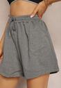 Ciemnoszare Dresowe Szorty High Waist z Gumką w Talii Narefia