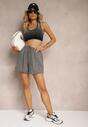 Ciemnoszare Dresowe Szorty High Waist z Gumką w Talii Narefia