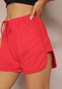 Czerwone Szorty Dresowe z Dodatkiem Bawełny High Waist Florazen