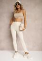Beżowe Sportowe Legginsy High Waist Quarefia