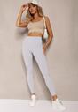 Jasnoniebieskie Sportowe Legginsy High Waist Quarefia