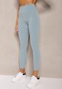Niebieskie Sportowe Legginsy High Waist Quarefia