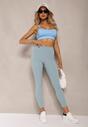 Niebieskie Sportowe Legginsy High Waist Quarefia