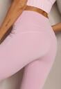 Różowe  Spodnie Dzwony High Waist z Gumką w Talii Laramae