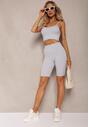 Jasnoniebieskie Szorty Typu Kolarki High Waist z Szeroką Gumką w Talii Nanseline