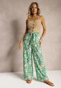 Zielone Spodnie z Szerokimi Nogawkami High Waist Eiren