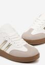 Biało-Złote Sneakersy Sznurowane w Sportowym Stylu Mrefia
