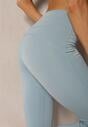 Niebieskie Spodnie Dzwony High Waist z Gumką w Talii Laramae