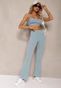 Niebieskie Spodnie Dzwony High Waist z Gumką w Talii Laramae