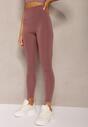 Brązowe Sportowe Legginsy High Waist Quarefia