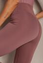 Brązowe Sportowe Legginsy High Waist Quarefia