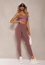 Brązowe Sportowe Legginsy High Waist Quarefia