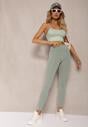 Ciemnozielone Sportowe Legginsy High Waist Quarefia