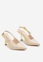 Beżowe Sandały Slingback na Metalicznej Szpilce Idrina