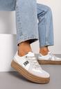 Szaro--Srebrne Sneakersy na Grubej Podeszwie z Ozdobnymi Przeszyciami Ysdole