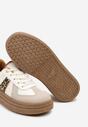 Beżowo-Brązowe Sneakersy na Grubej Podeszwie z Ozdobnymi Przeszyciami Ysdole