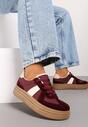 Bordowe Sneakersy na Grubej Podeszwie z Ozdobnymi Przeszyciami Ysdole