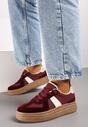 Bordowe Sneakersy na Grubej Podeszwie z Ozdobnymi Przeszyciami Ysdole