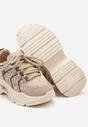 Ciemnobeżowe Sznurowane Sneakersy na Platformie Ozdobione Brokatem Ewla