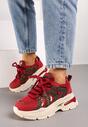 Bordowe Sznurowane Sneakersy na Platformie Ozdobione Brokatem Ewla