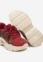 Bordowe Sznurowane Sneakersy na Platformie Ozdobione Brokatem Ewla