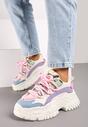 Biało-Różowe Sneakersy z Podwójnymi Sznurówkami i Tłoczoną Platformą Luppoa